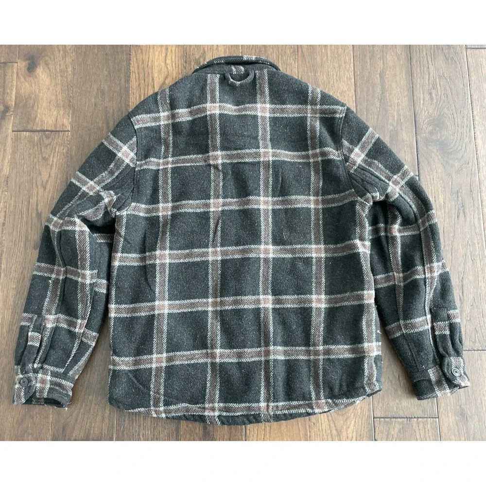 JACHS Plaid Flannel Sherpa‎ Lined Shirt Jacket Plaid Shacket Size Medium